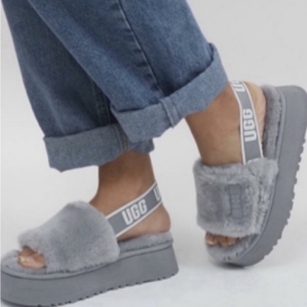UGG Gray Platform Slippers